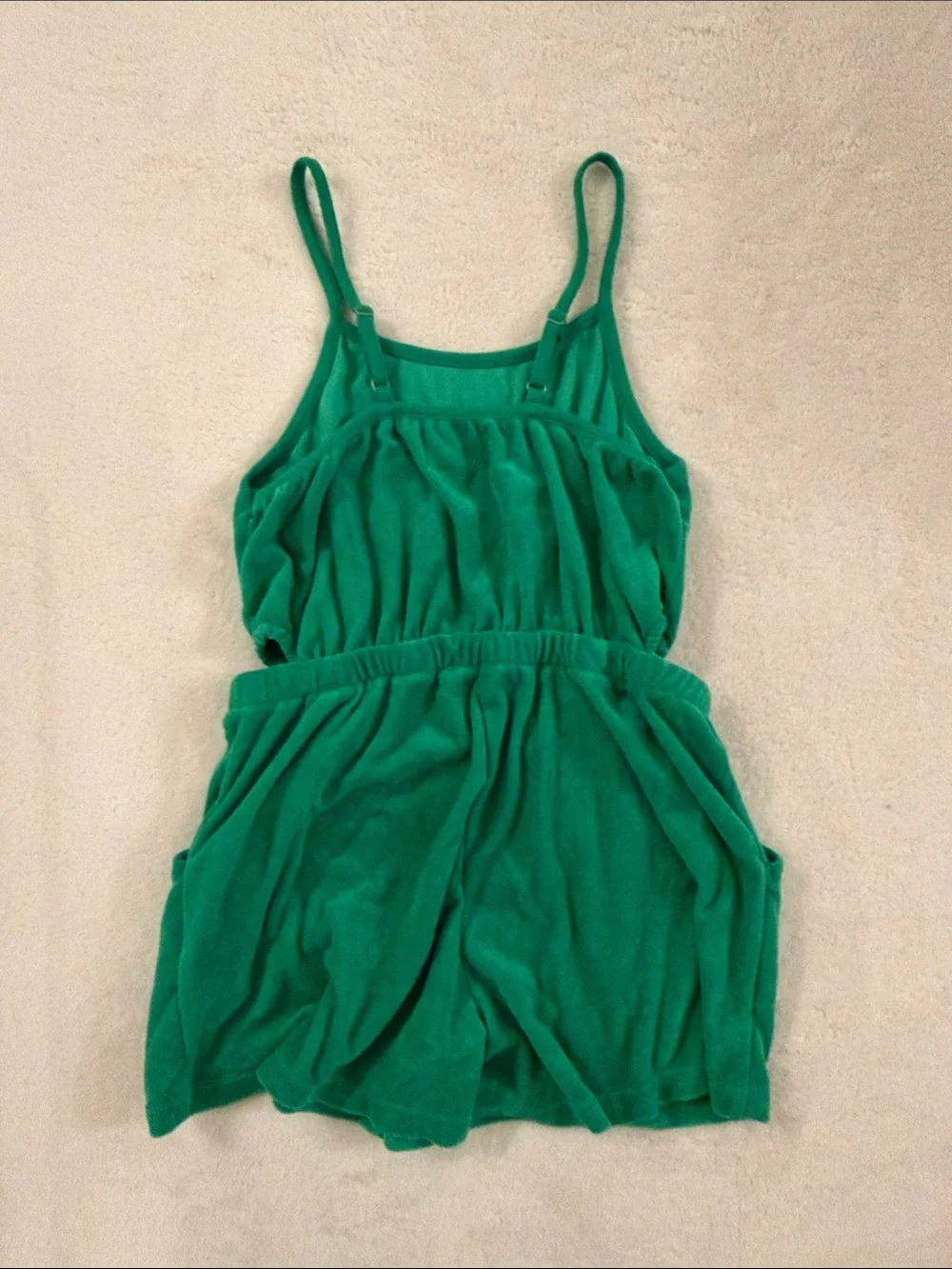 Old Navy Green Terry Romper with Spaghetti Straps